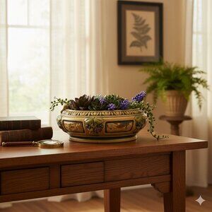 Roseville Florentine I Jardiniere Flower Pot Arts & Crafts Brown Bowl C. 1924